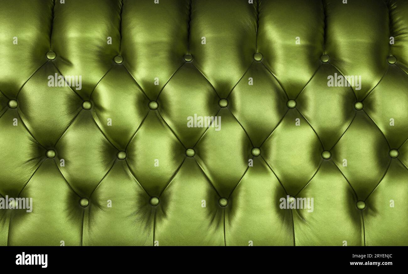 Green leather capitone background texture Stock Photo