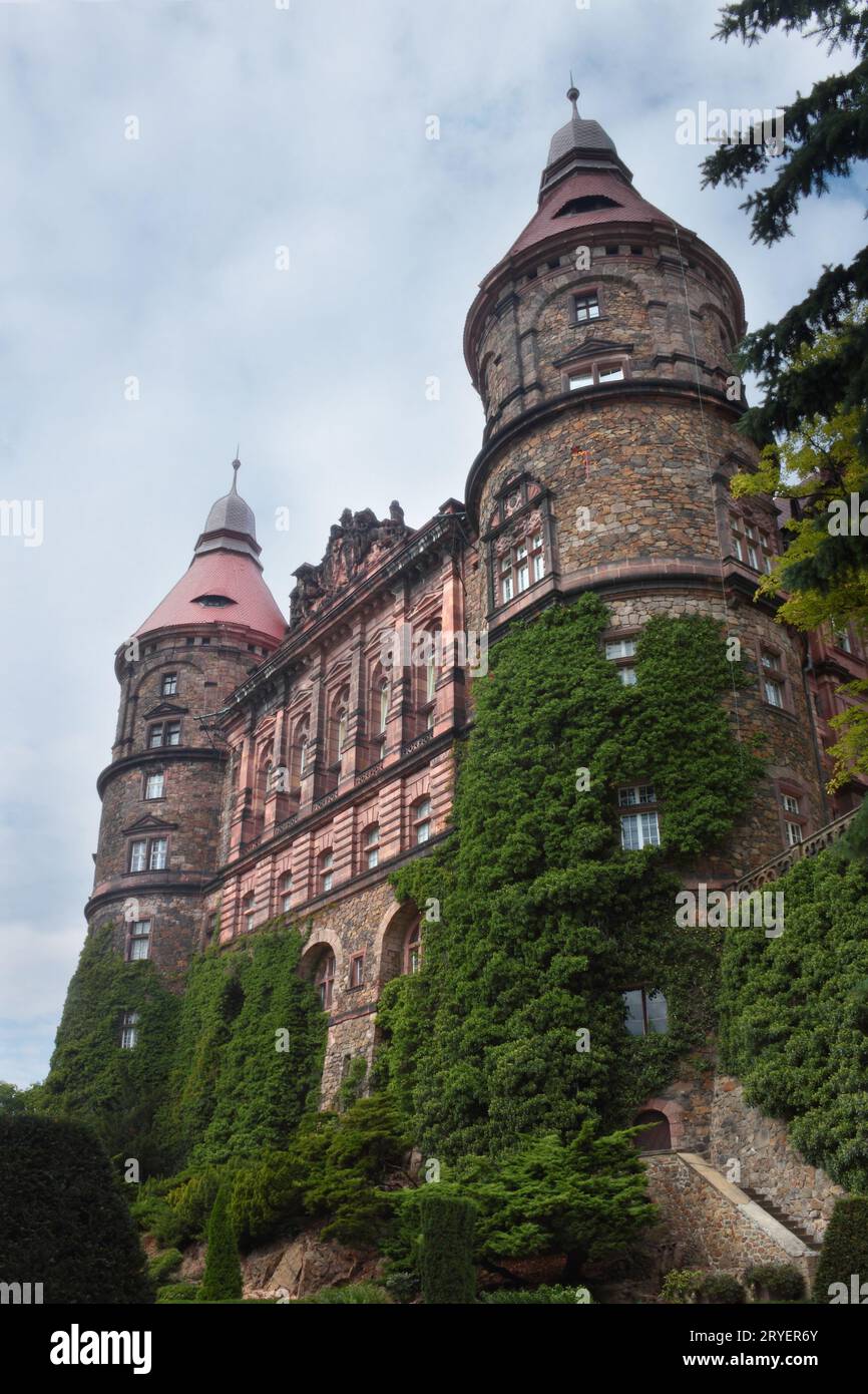 facade-with-towers-of-castle-ksiaz-in-walbrzych-poland-stock-photo-alamy