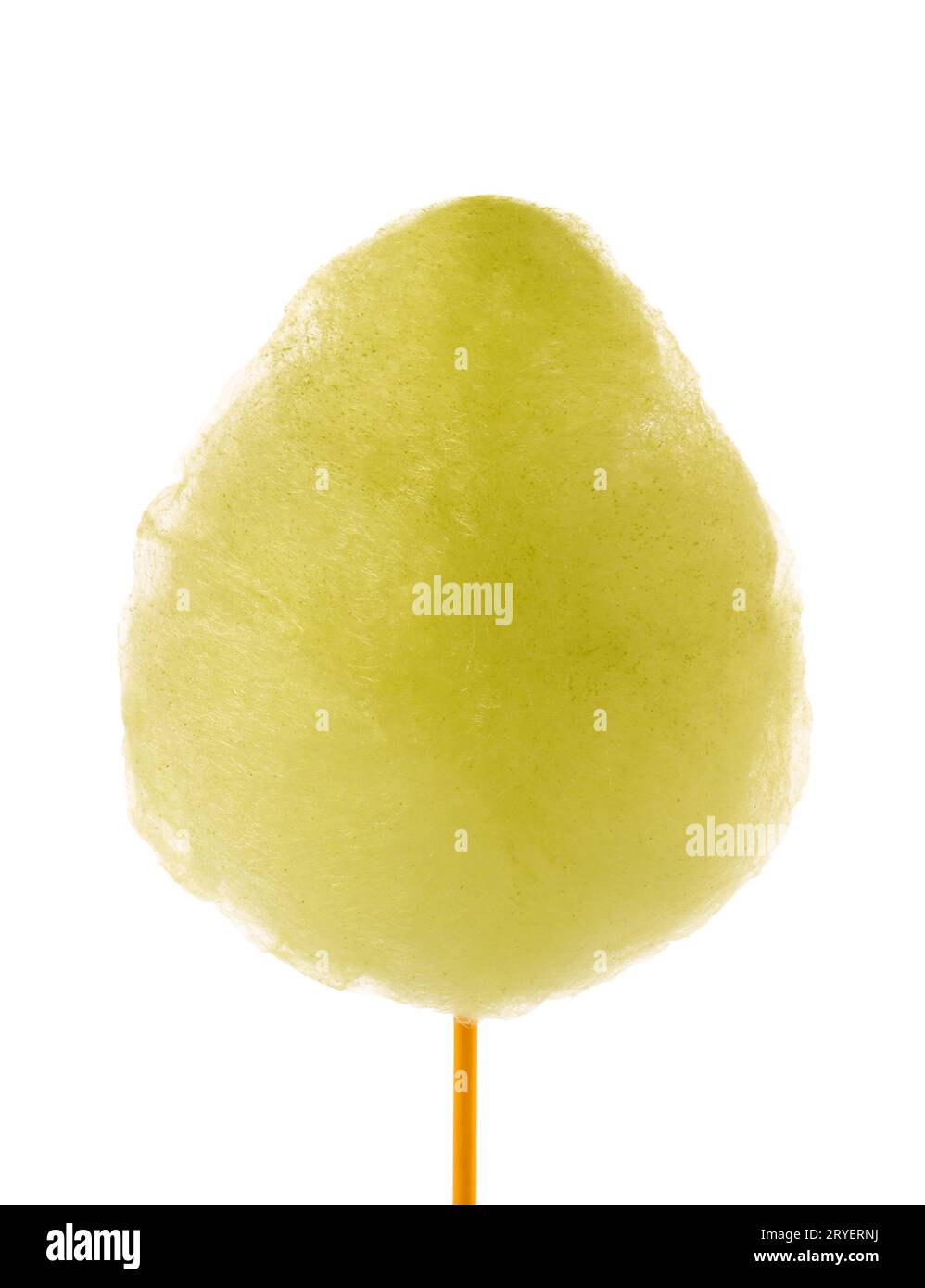 One sweet yellow cotton candy isolated on white Stock Photo Alamy