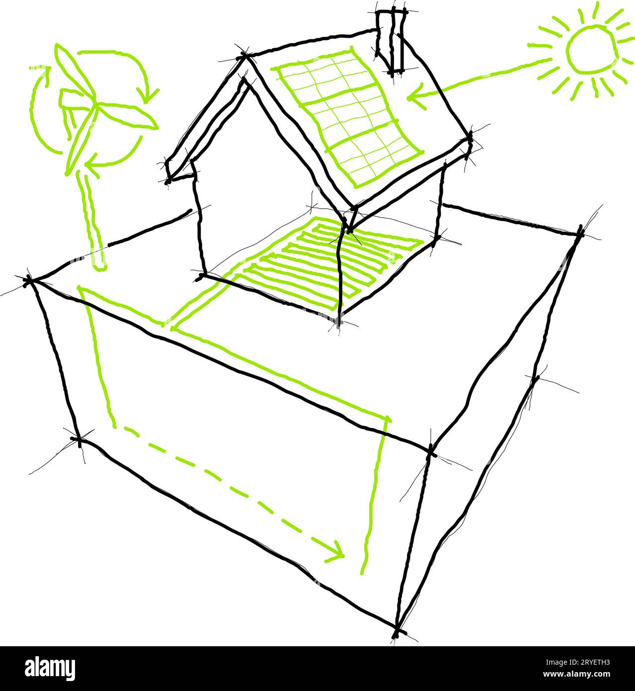 Renewable energy sketches Stock Photo