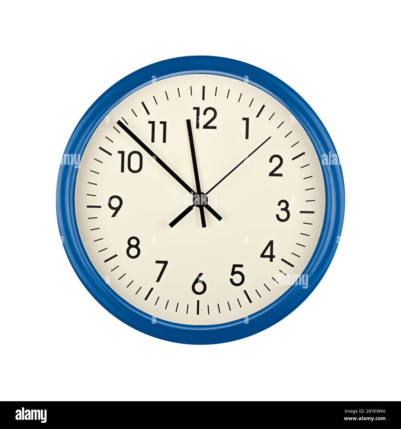 Blue wall clock face isolated on white Stock Photo Alamy
