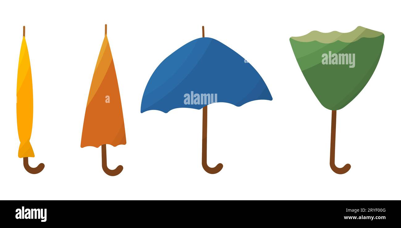 umbrellas color set rain elements weather sun Stock Vector Image & Art