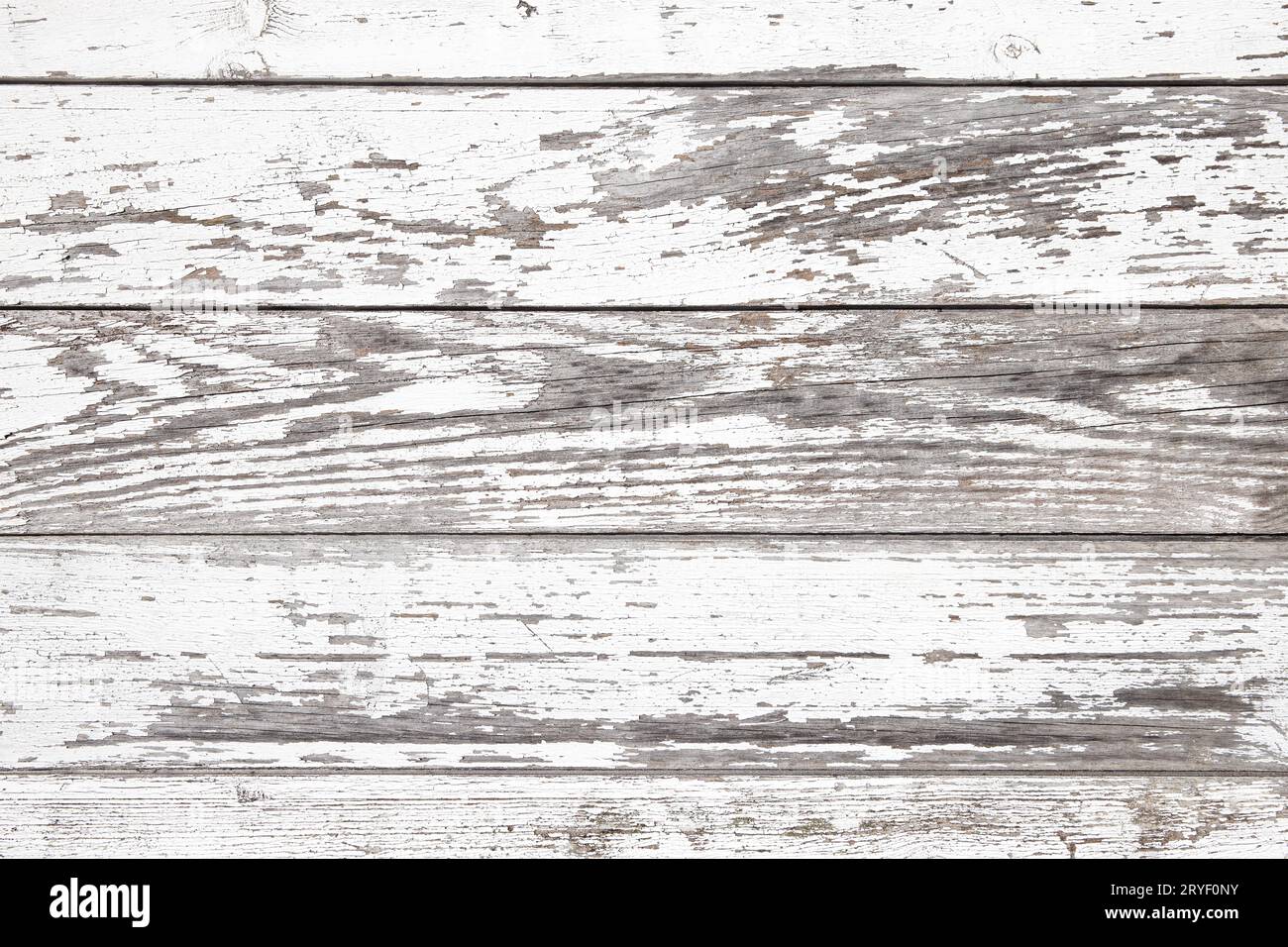 Aged white wooden background texture. Wood paneling with cracked an peeled paint Stock Photo