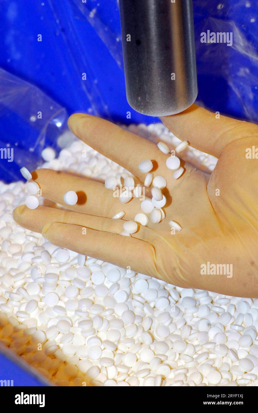 Tablets and drugs production in the pharmaceutical industry Stock Photo