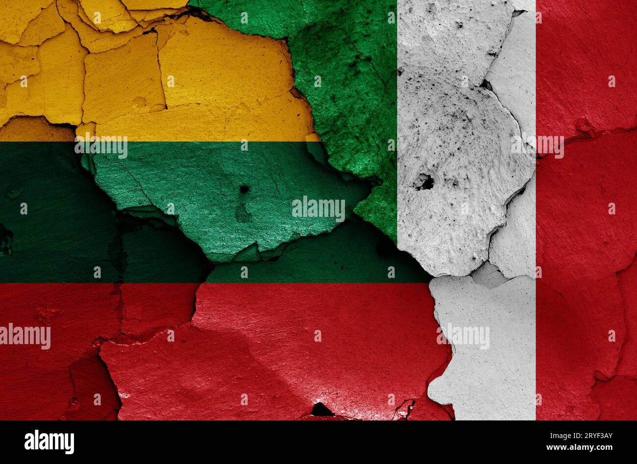 Flags of Lithuania and Italy painted on cracked wall Stock Photo - Alamy