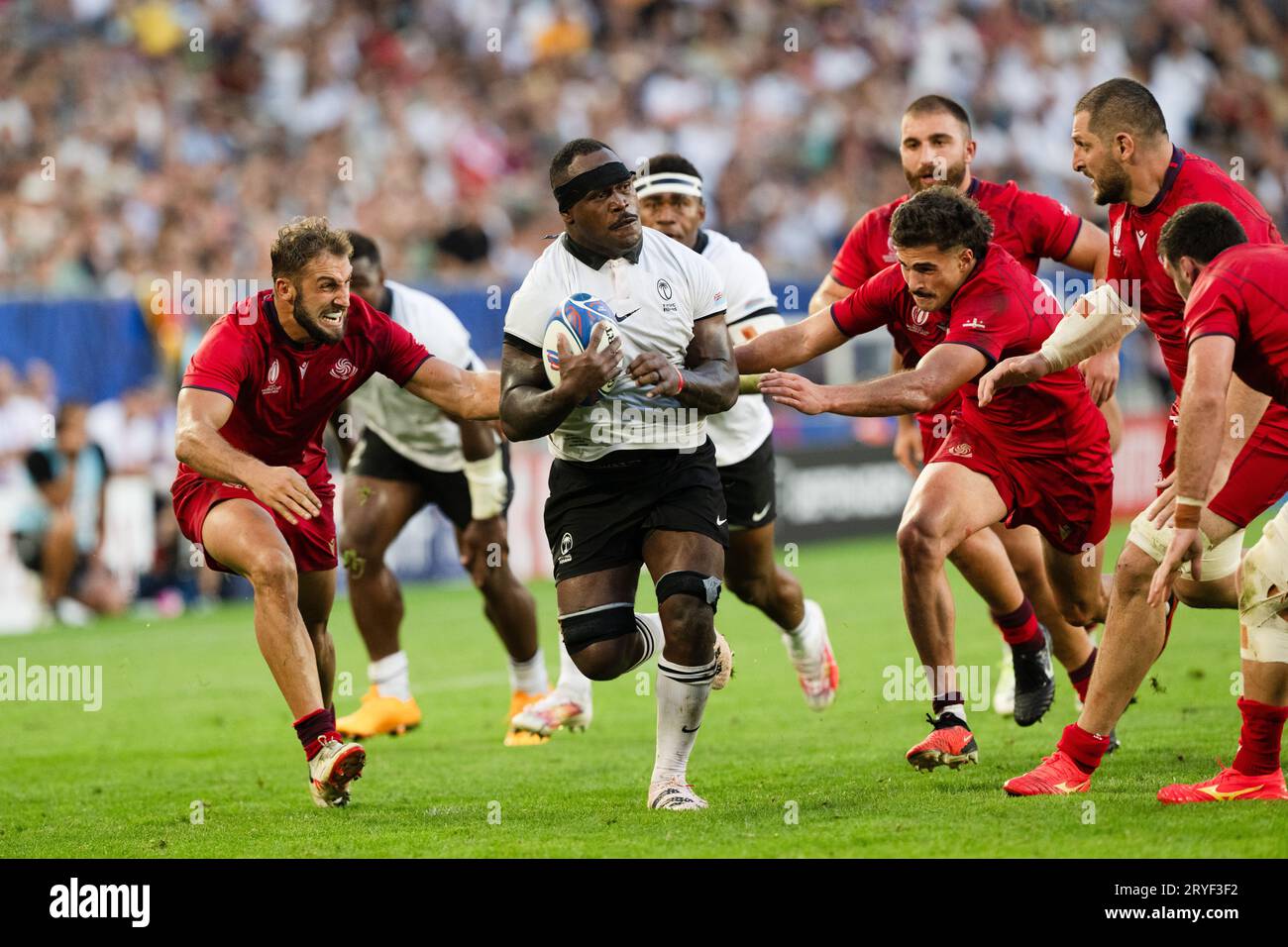 Levani Botia (FIJ) during the 2023 Rugby World Cup Pool C match between FIji and Georgia at the Stade de Bordeaux in Bordeaux, France on September 30, 2023. Credit: Yuka Shiga/AFLO/Alamy Live News Stock Photo