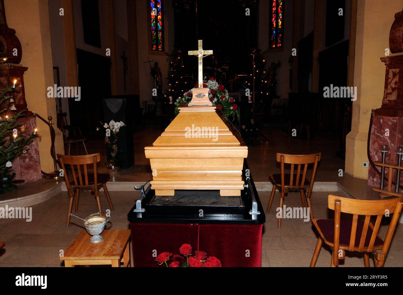 Coffin for a corpse for burial Stock Photo
