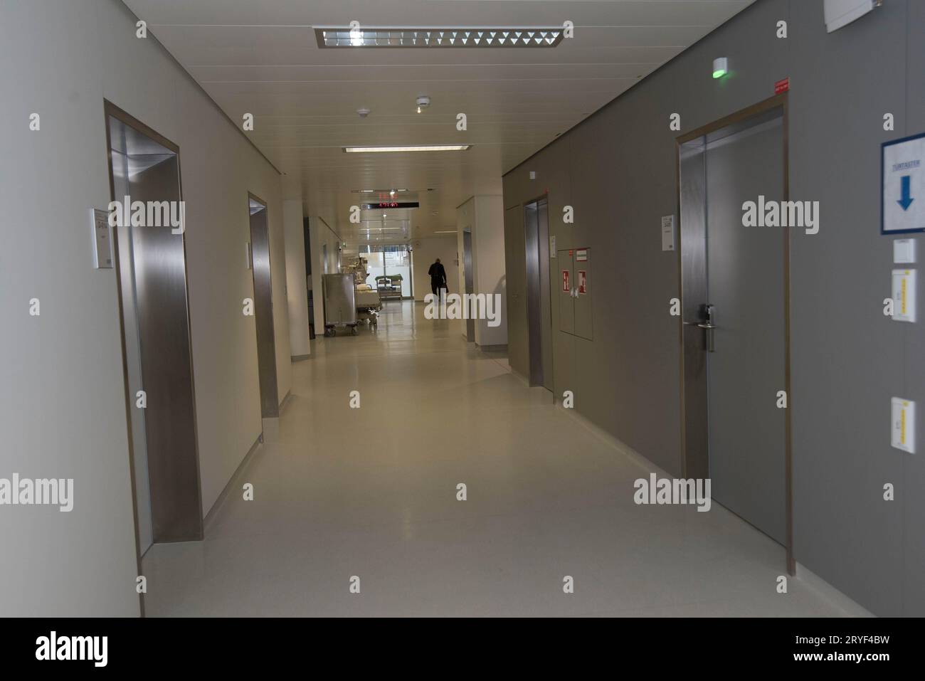 Standing in a hospital hallway Stock Photo