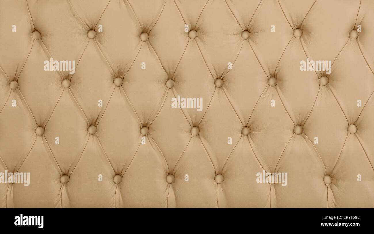 Beige leather capitone background texture Stock Photo