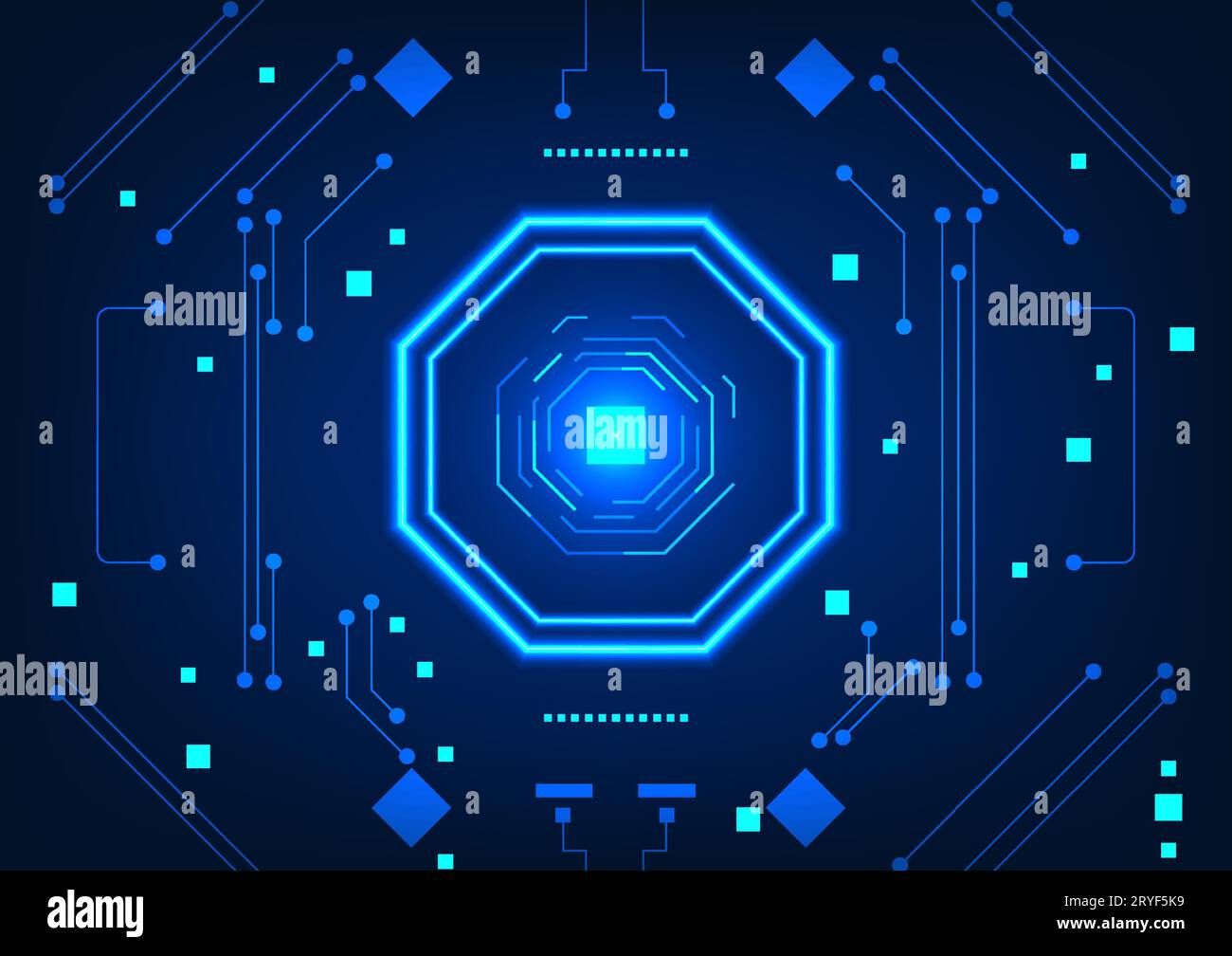 Abstract technology background Hexagonal geometric shape with elements to accompany the picture Equipped with connected technology circuits Vector ill Stock Vector