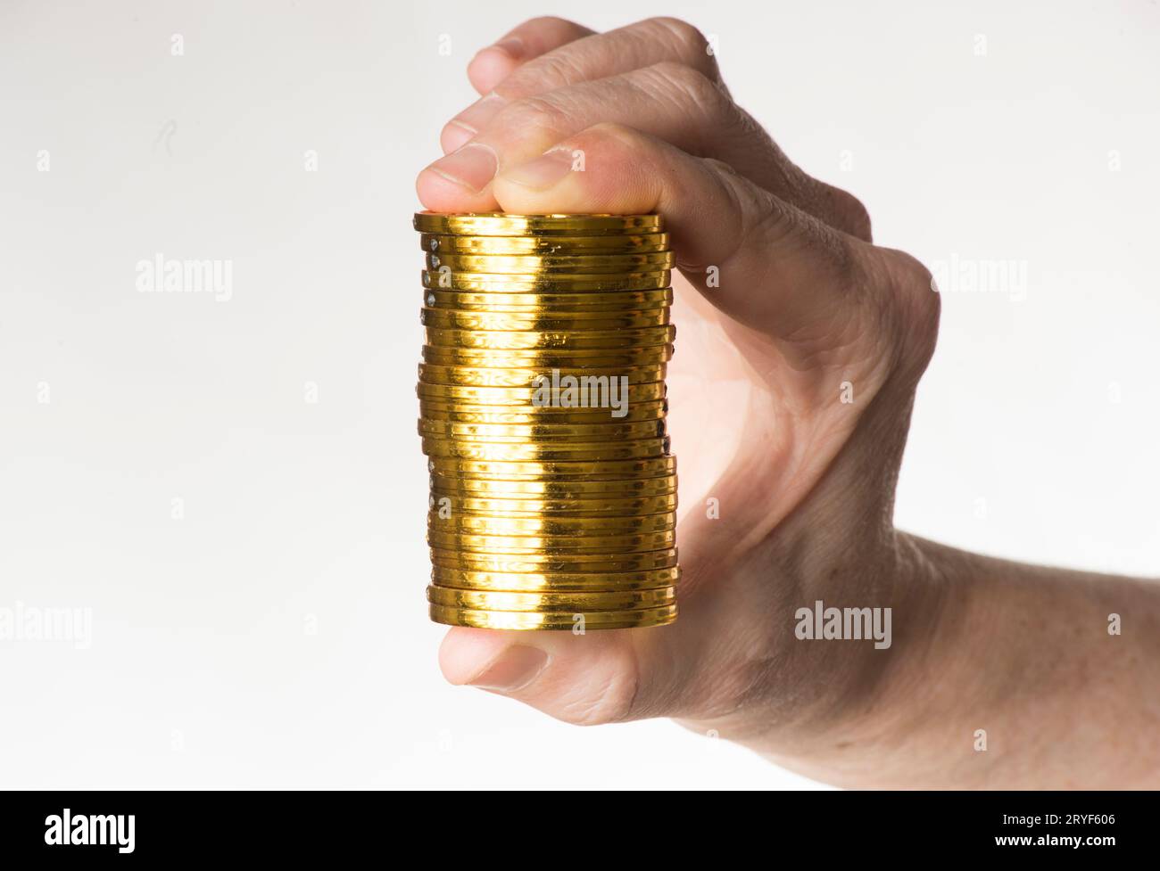 Gold coins as medium of exchange and payment Stock Photo