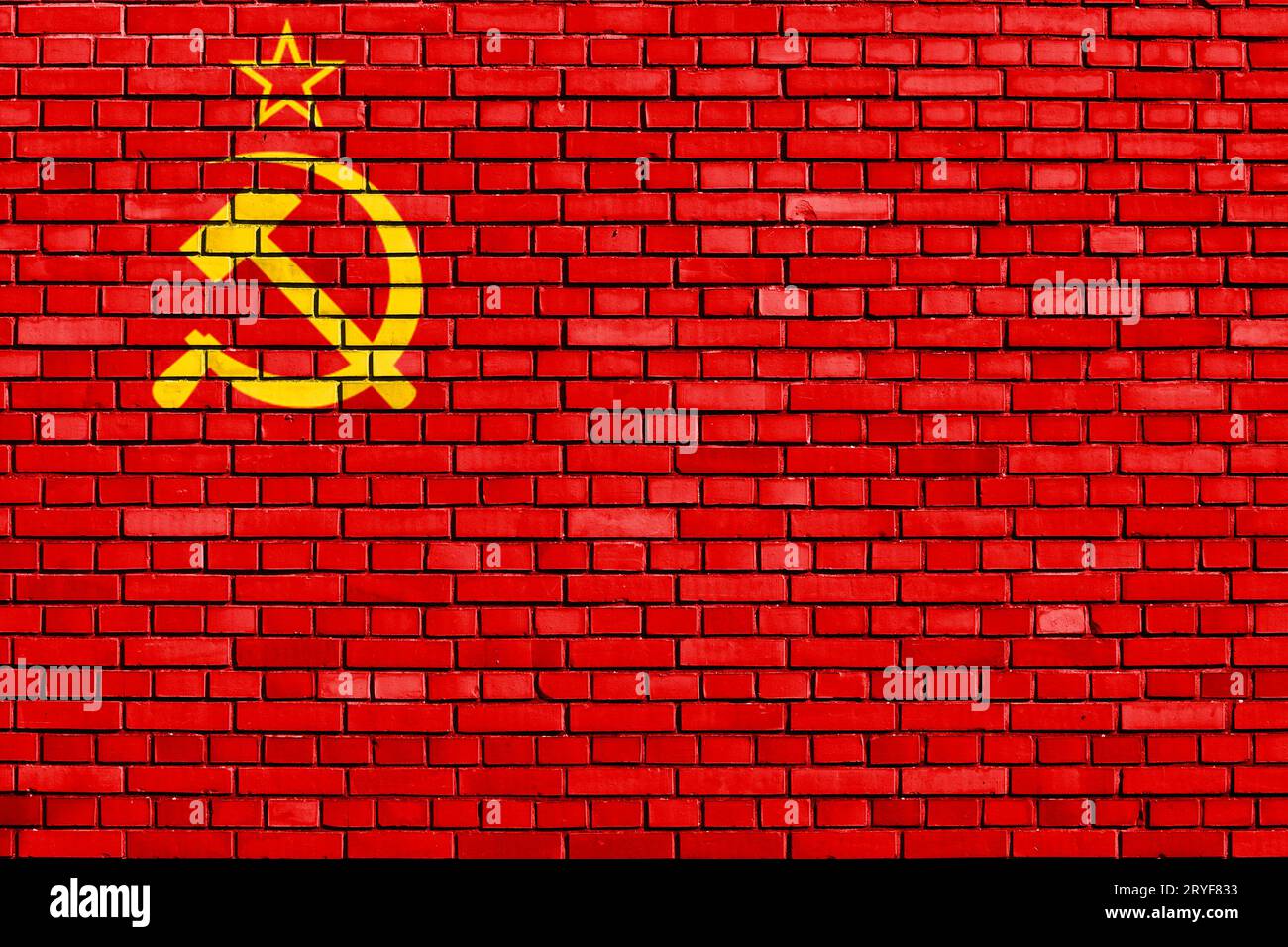 Flag of Soviet Union 1936â€“1955 painted on brick wall Stock Photo