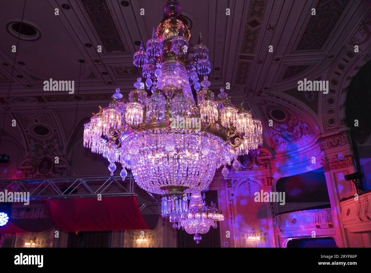 Crystal chandelier in interior lighting and light design Stock Photo