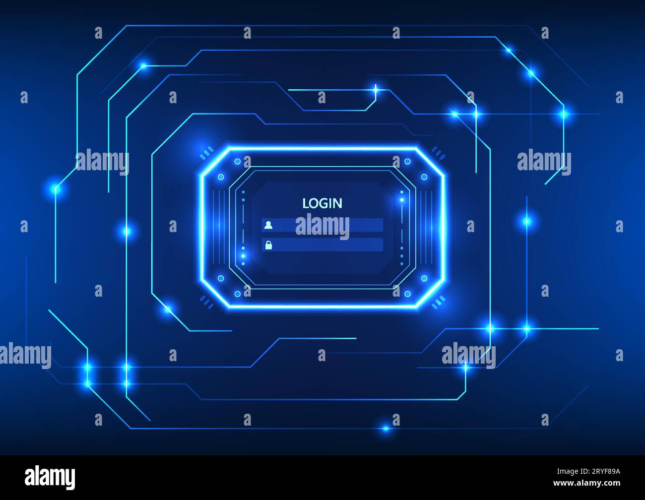 Screen technology background Login screen with a circuit board ...