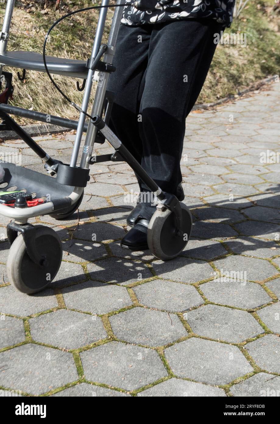 Rollator as a walking aid Stock Photo Alamy
