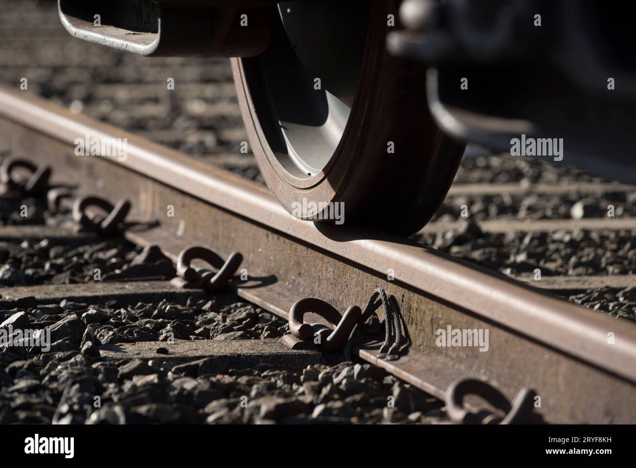 Railroad wheel of a train Stock Photo Alamy