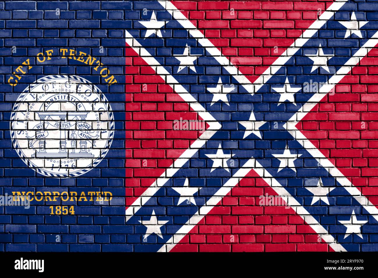 Flag of Trenton, painted on brick wall Stock Photo Alamy