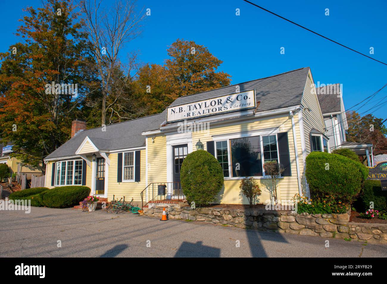 Historic commercial buildings on Boston Post Road at King Philip