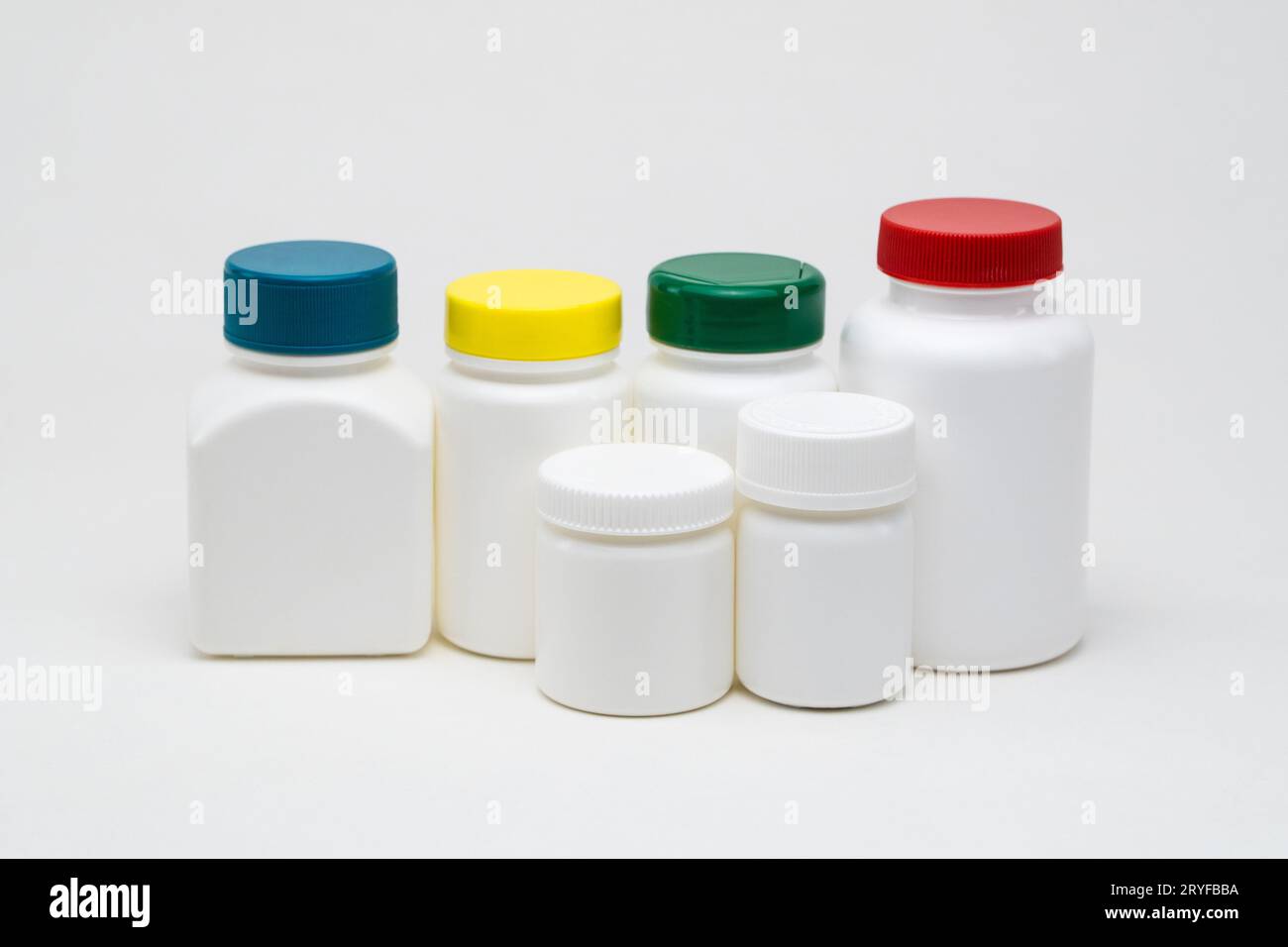 Plastic pill jars Stock Photo