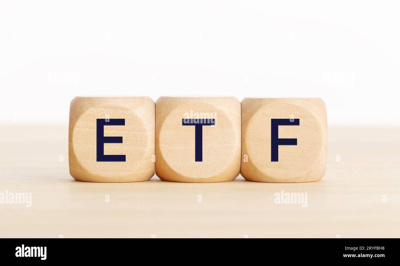 ETF word on wooden blocks. Exchange traded fund Copy space Stock Photo