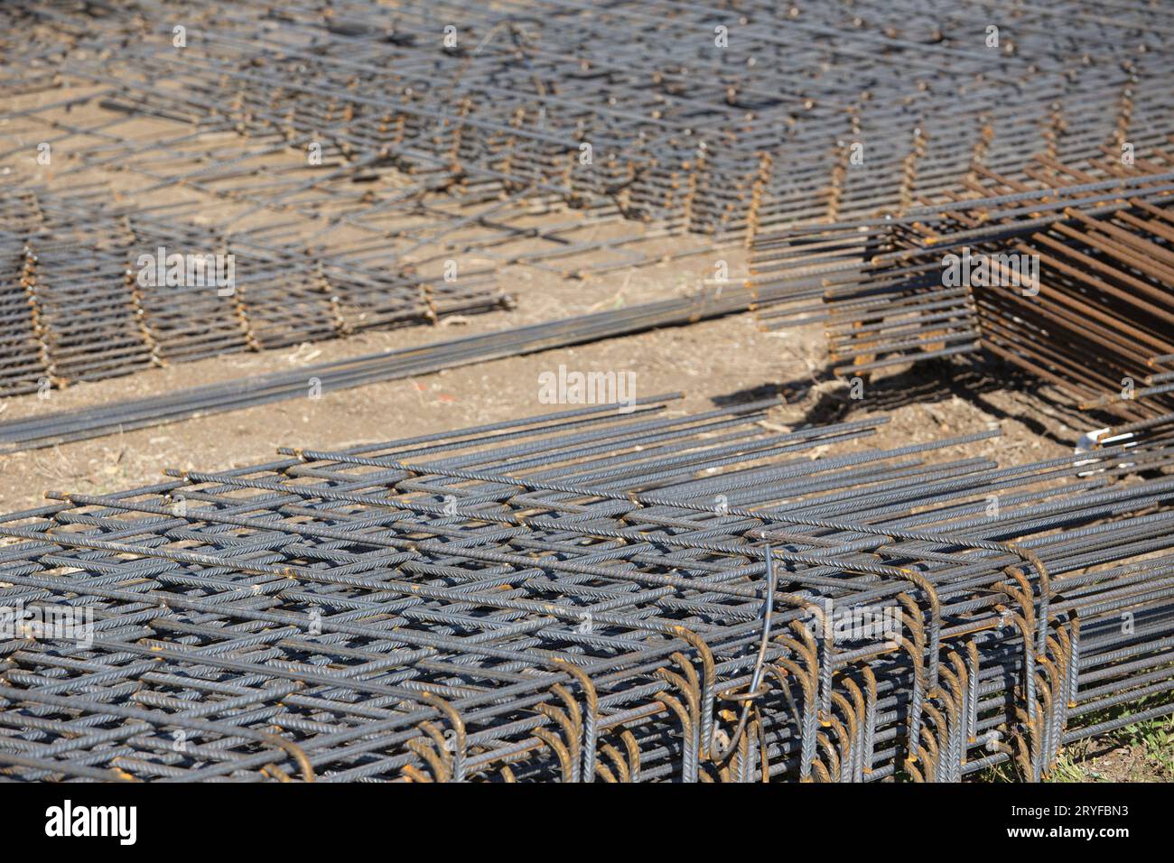 Variety of Reinforcement steel mesh on a construction site Stock Photo ...