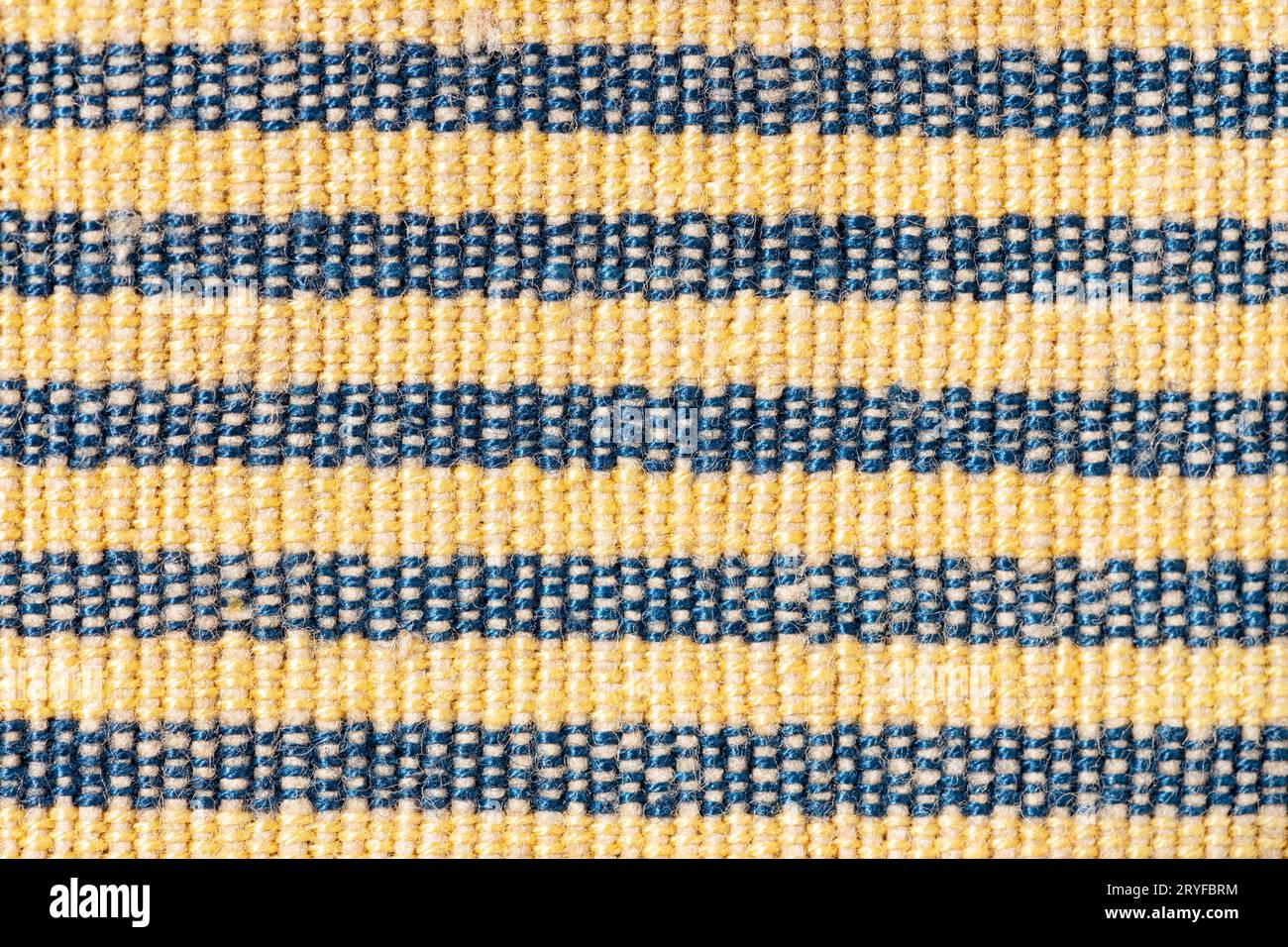 Yellow and blue fabric background texture. Full frame Stock Photo
