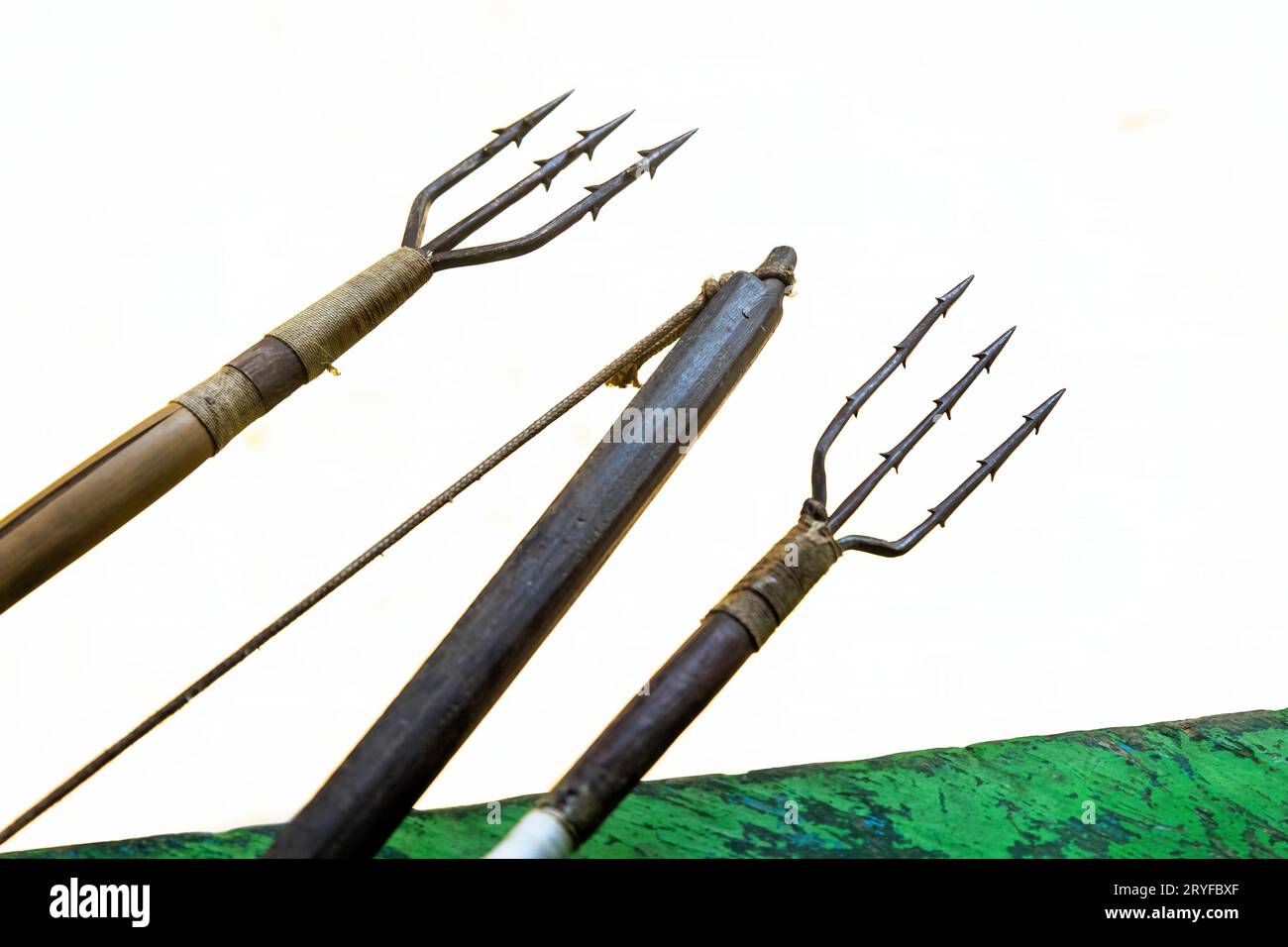 Traditional  south America fishing spears and bow native indigenous  Stock Photo - Alamy