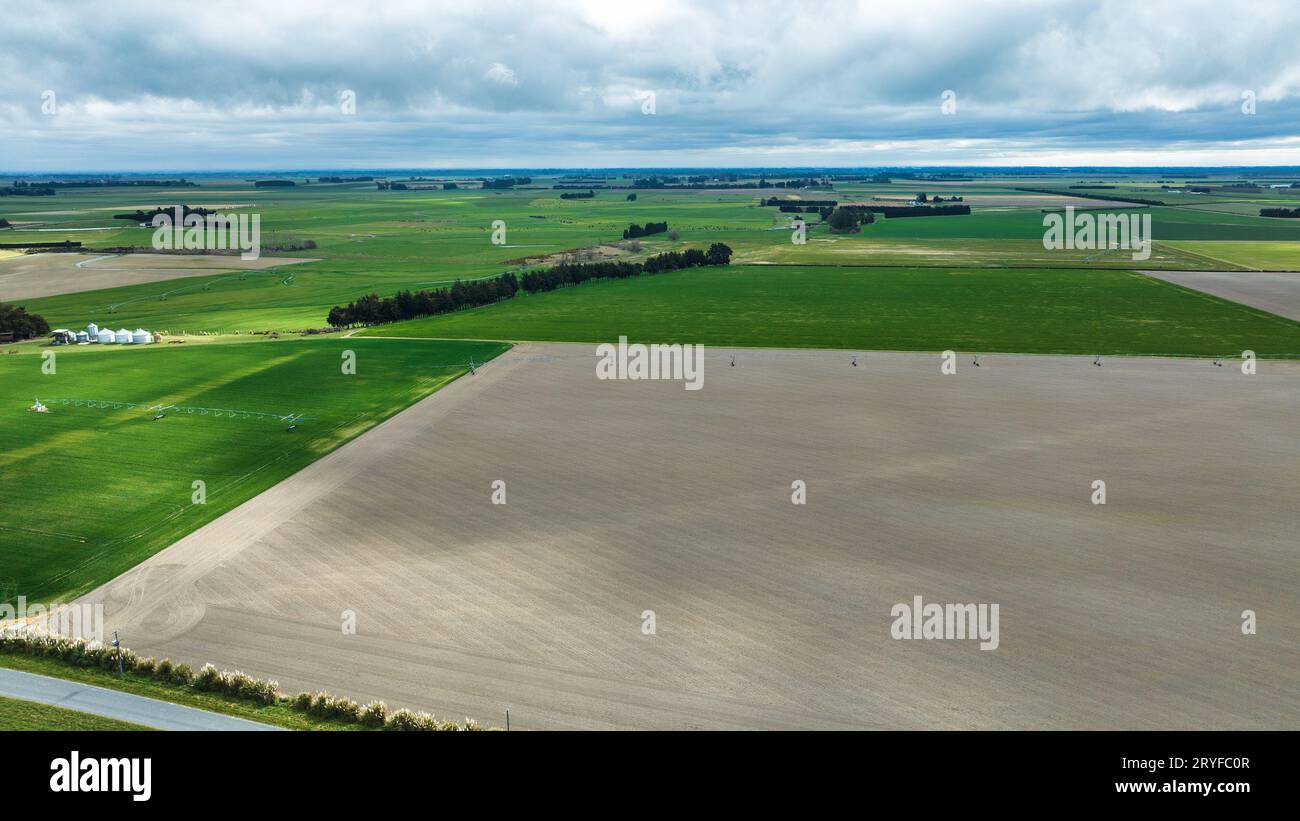 Aerial photograph of land plots in the farming countryside of the South