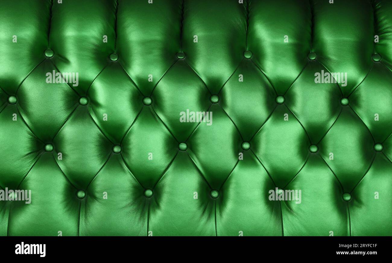 Green leather capitone background texture Stock Photo