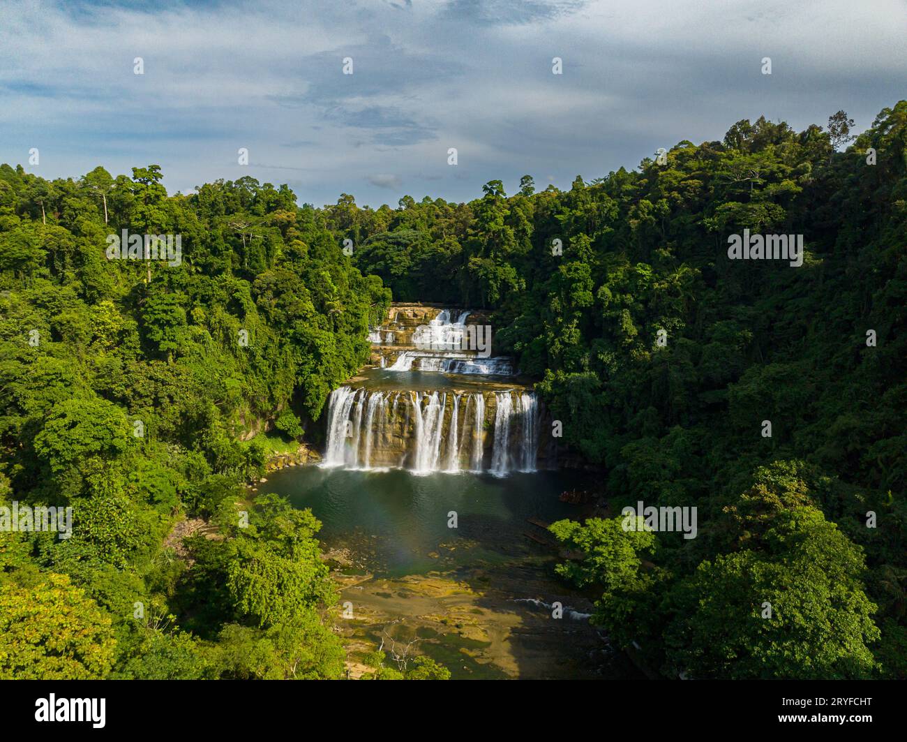 Tropical forest and jungle with waterfalls. Tinuy-an Falls in Bislig, Surigao del Sur. Philippines. Stock Photo