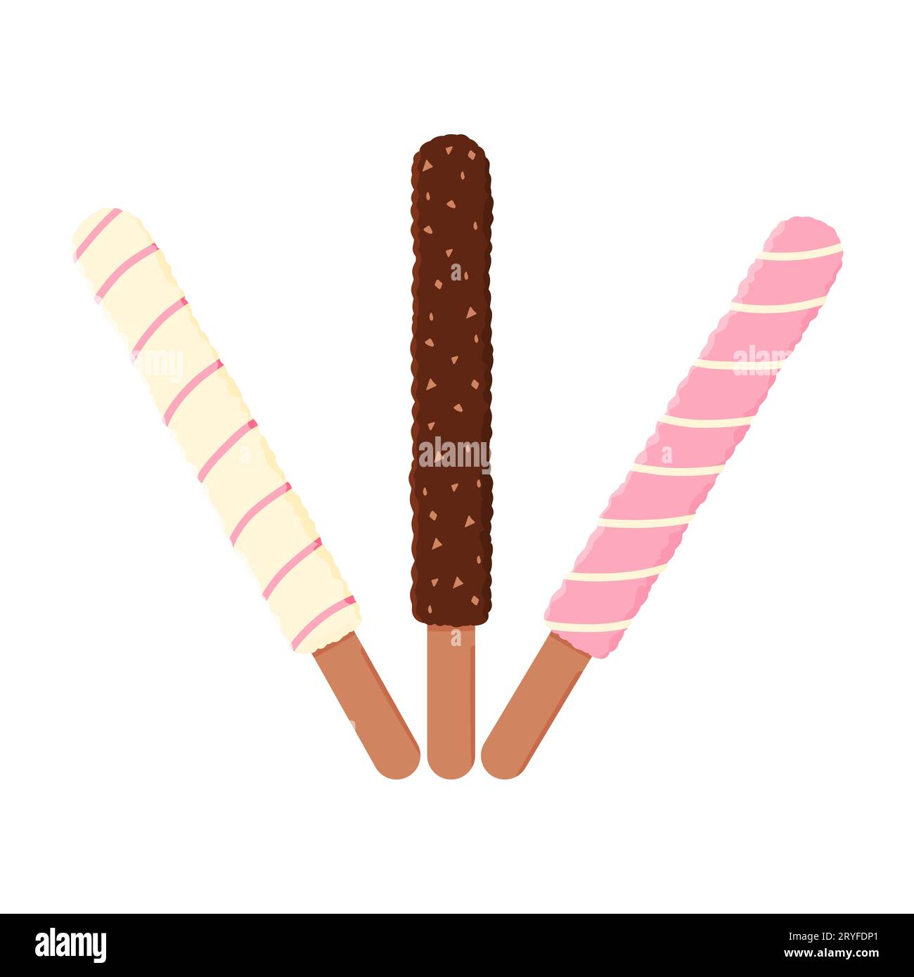 chocolate sticks colored food eat holiday set Stock Vector