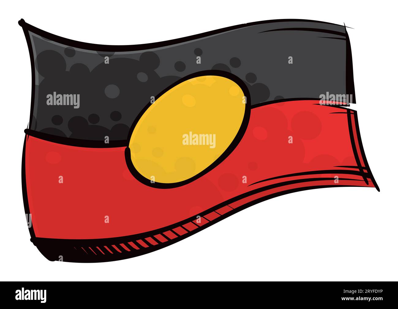 Australian Aborigines flag created in graffiti paint style Stock Photo