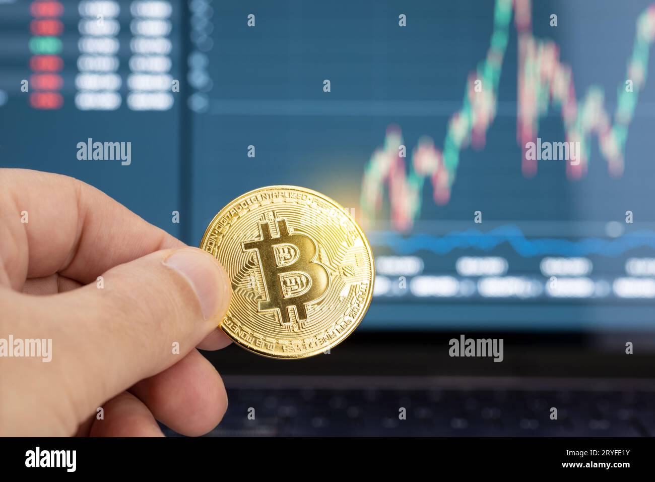 Bitcoin and cryptocurrency investing concept with graph. Bitcoin  cryptocurrency coins symbol. Trading on the cryptocurrency exchange. Trends  in bitcoi Stock Photo - Alamy