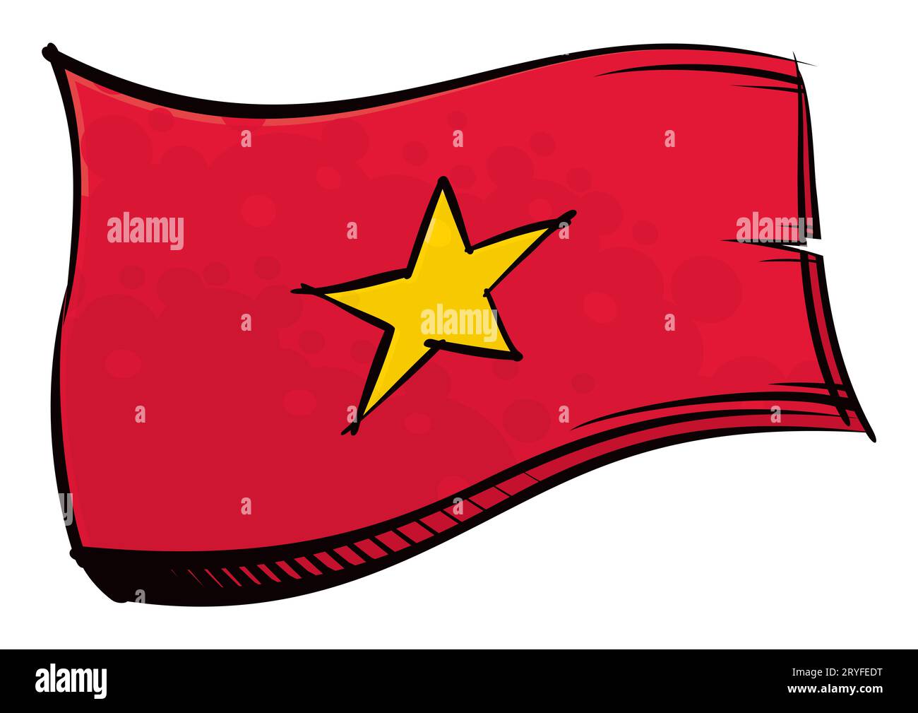 Socialist Republic of Vietnam national flag created in graffiti paint style Stock Photo