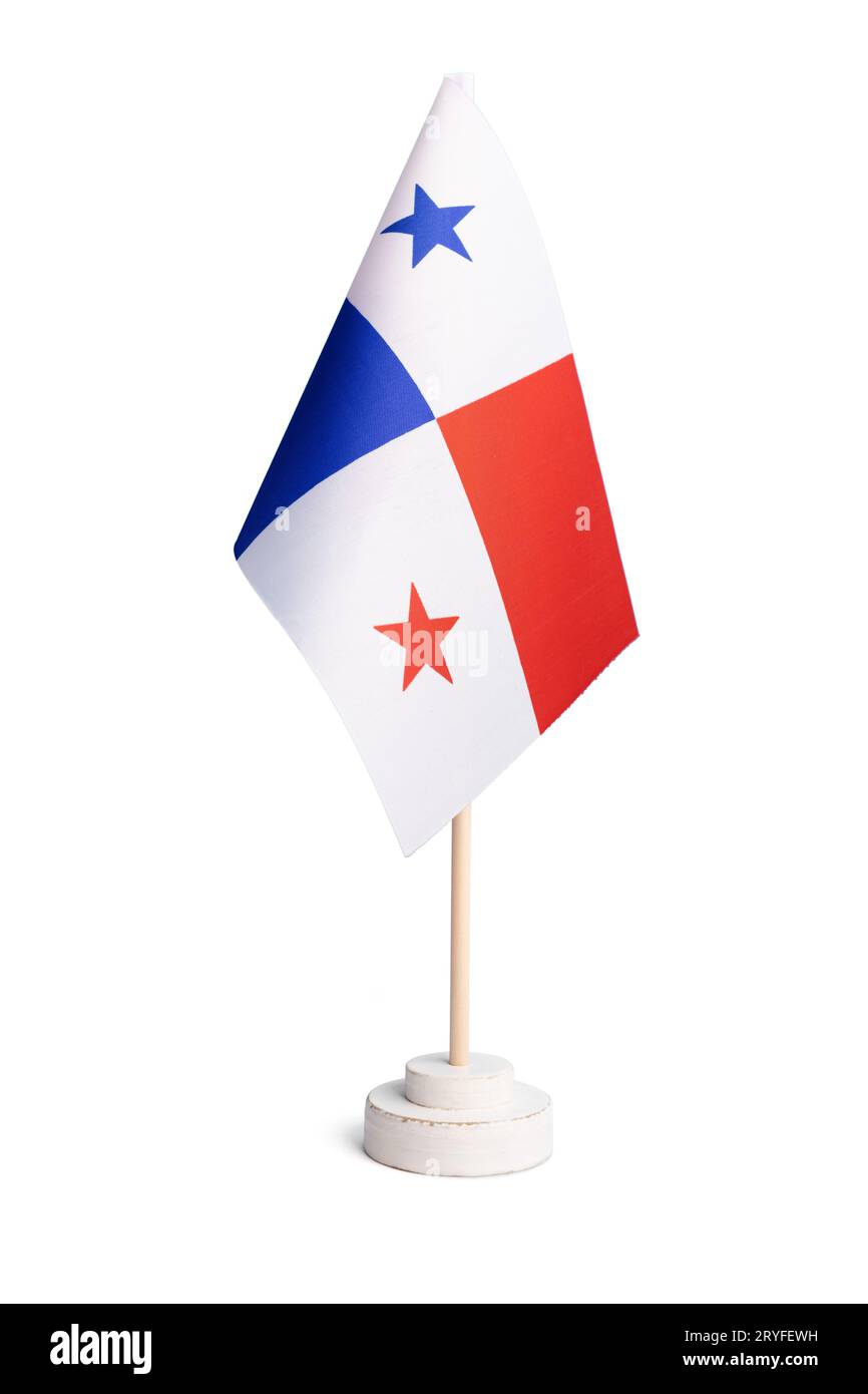 Small table flag of Panama isolated on white background Stock Photo