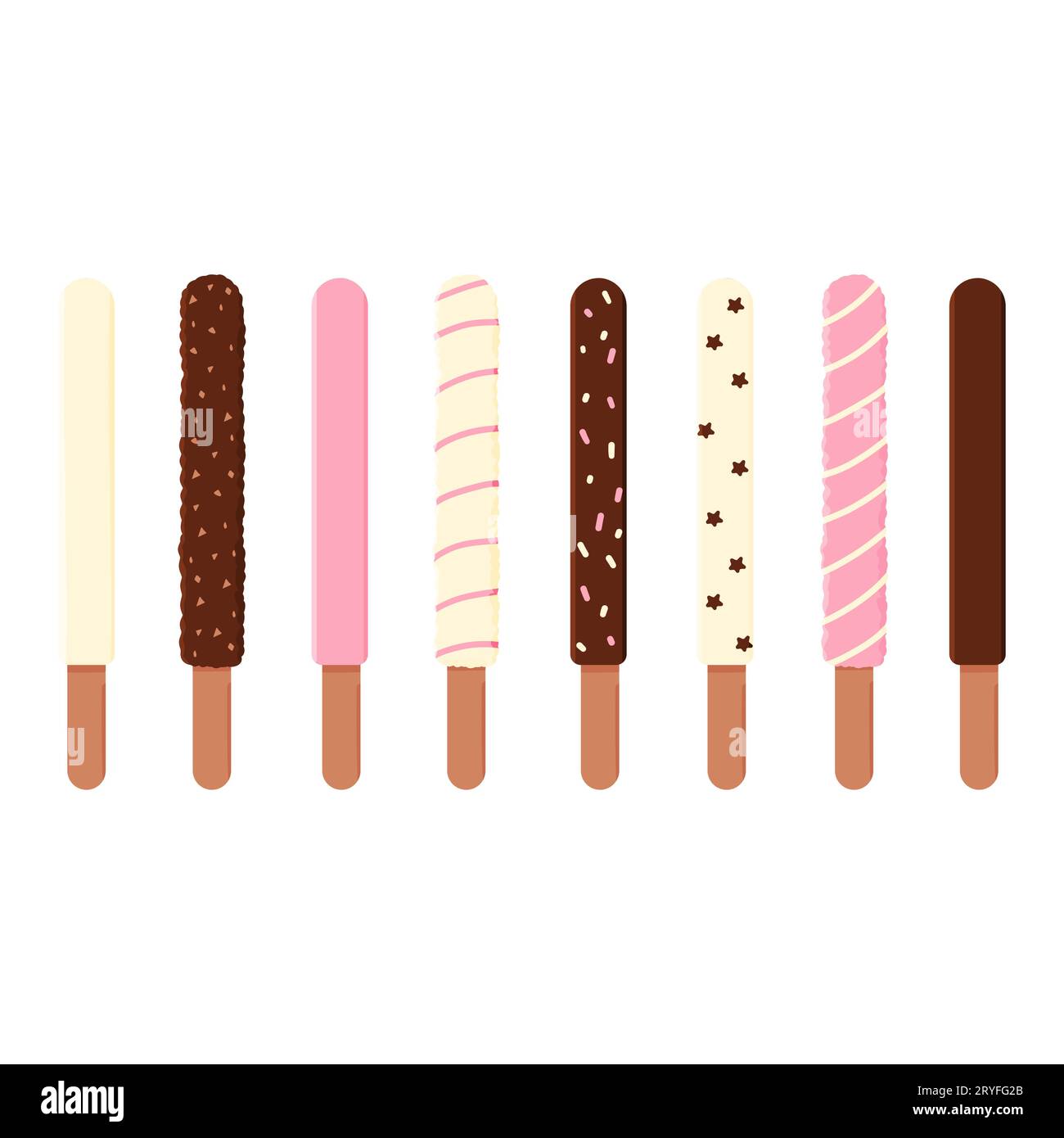 chocolate sticks colored food eat holiday set Stock Vector