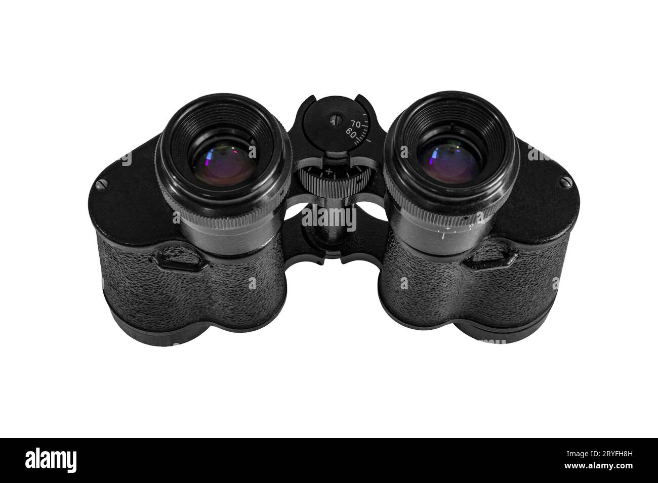 Vintage Binoculars Isolated on White Background Optical Equipment