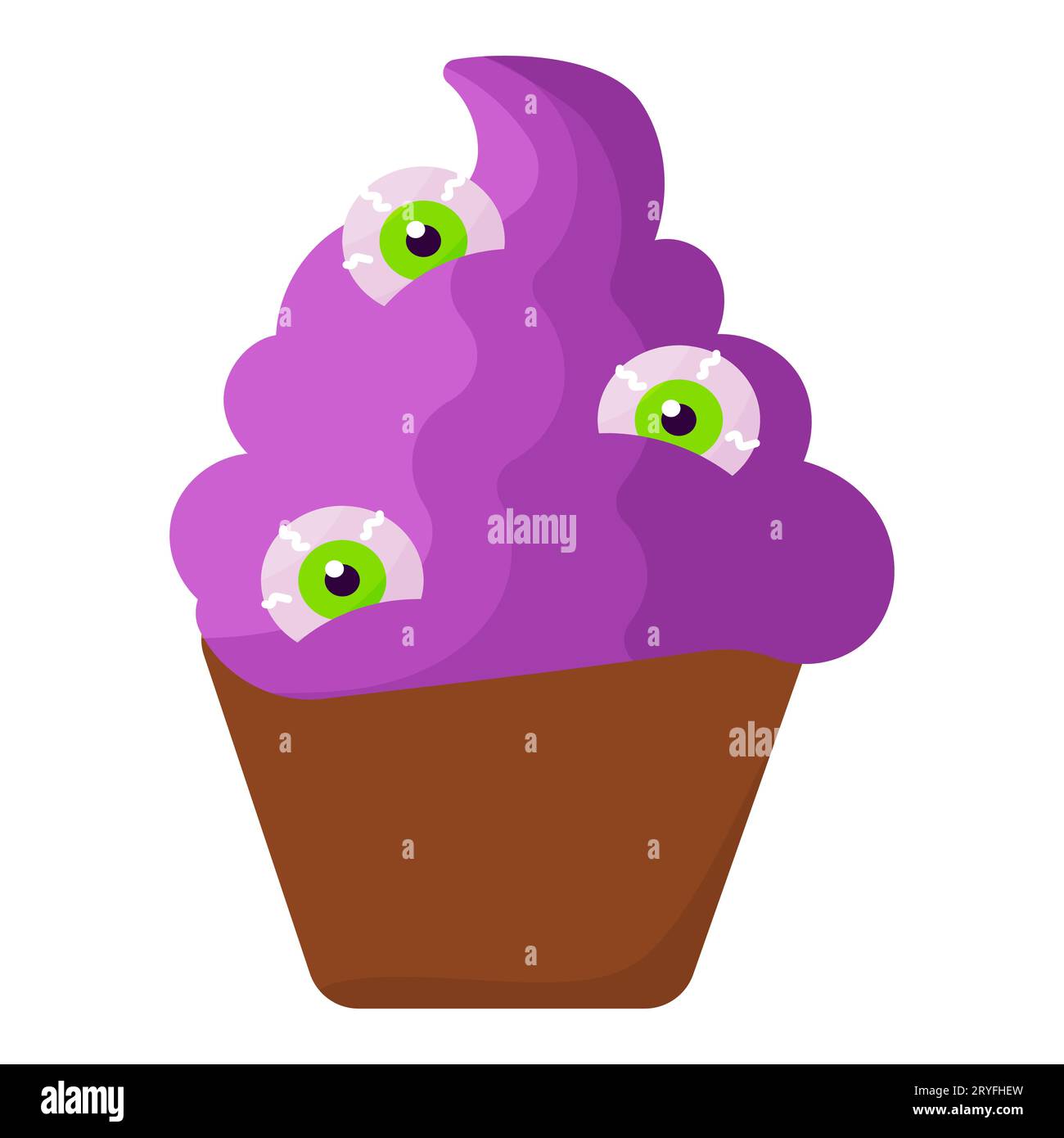 cupcake sweet halloween eyes colored icon element Stock Vector Image