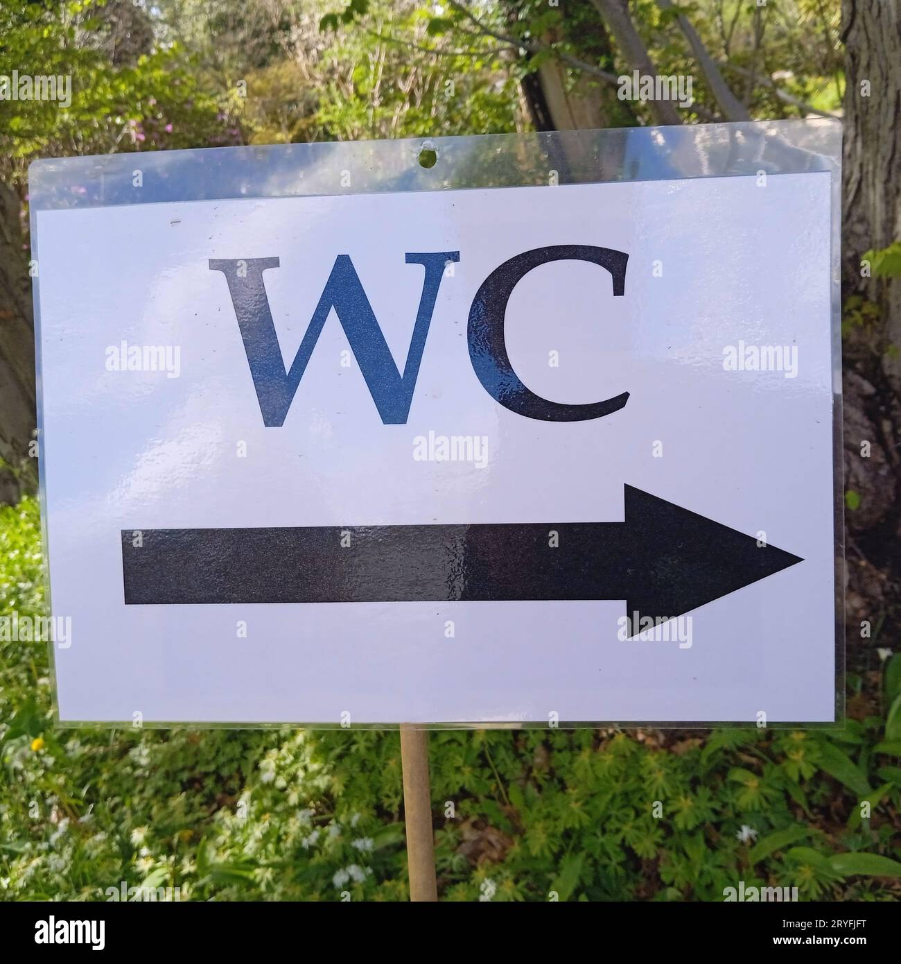 a toilet or WC sign for a public restroom, body hygiene and basic needs Stock Photo Alamy