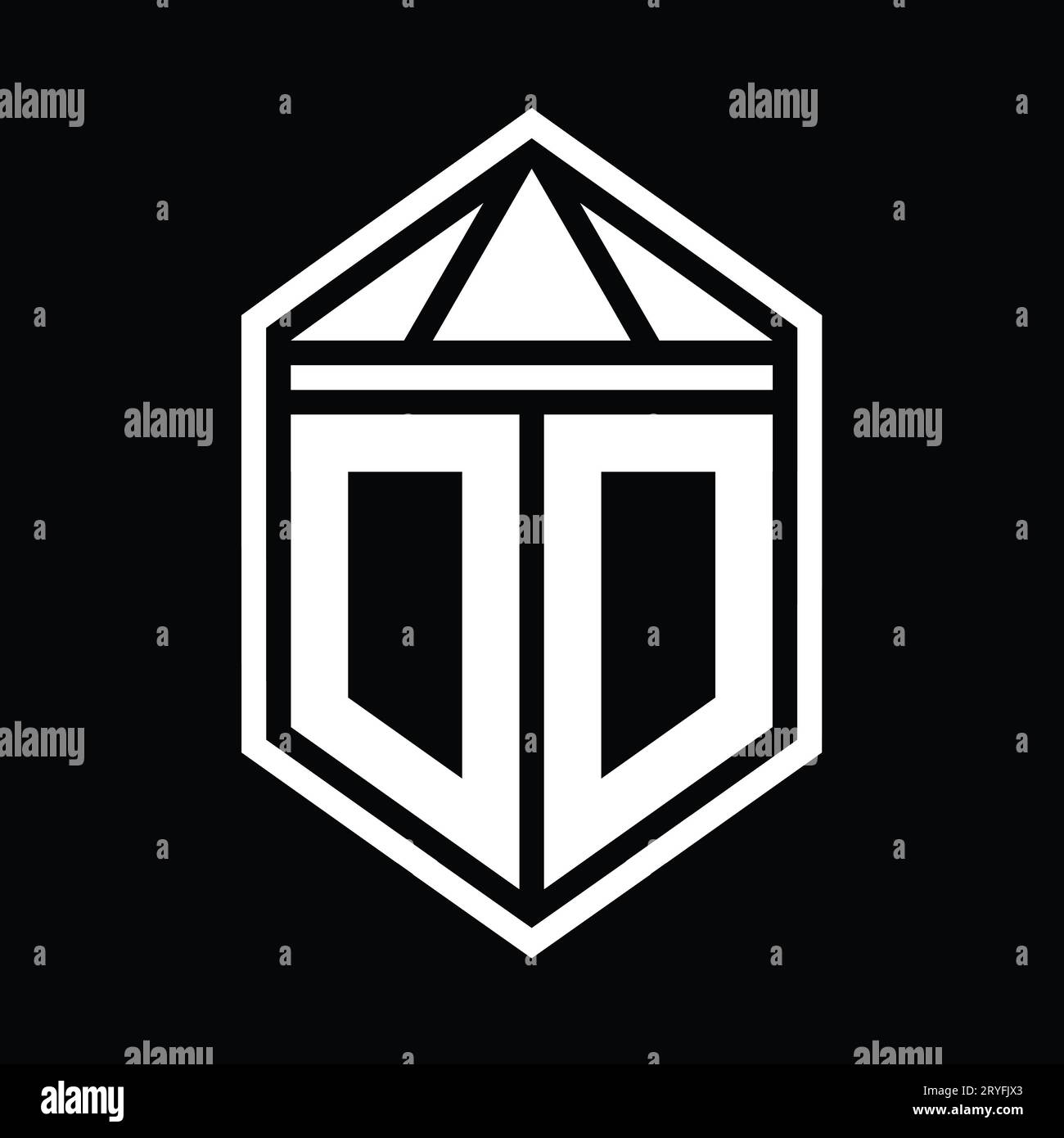 DD Letter Logo monogram simple hexagon shield shape with triangle crown ...