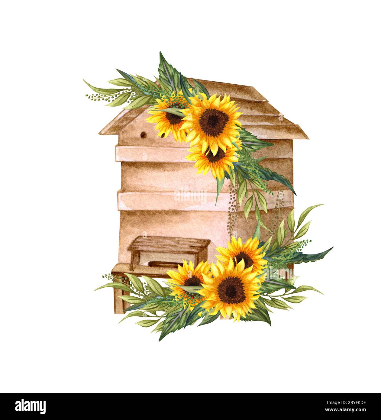 Bee hive illustration straw hi-res stock photography and images - Alamy