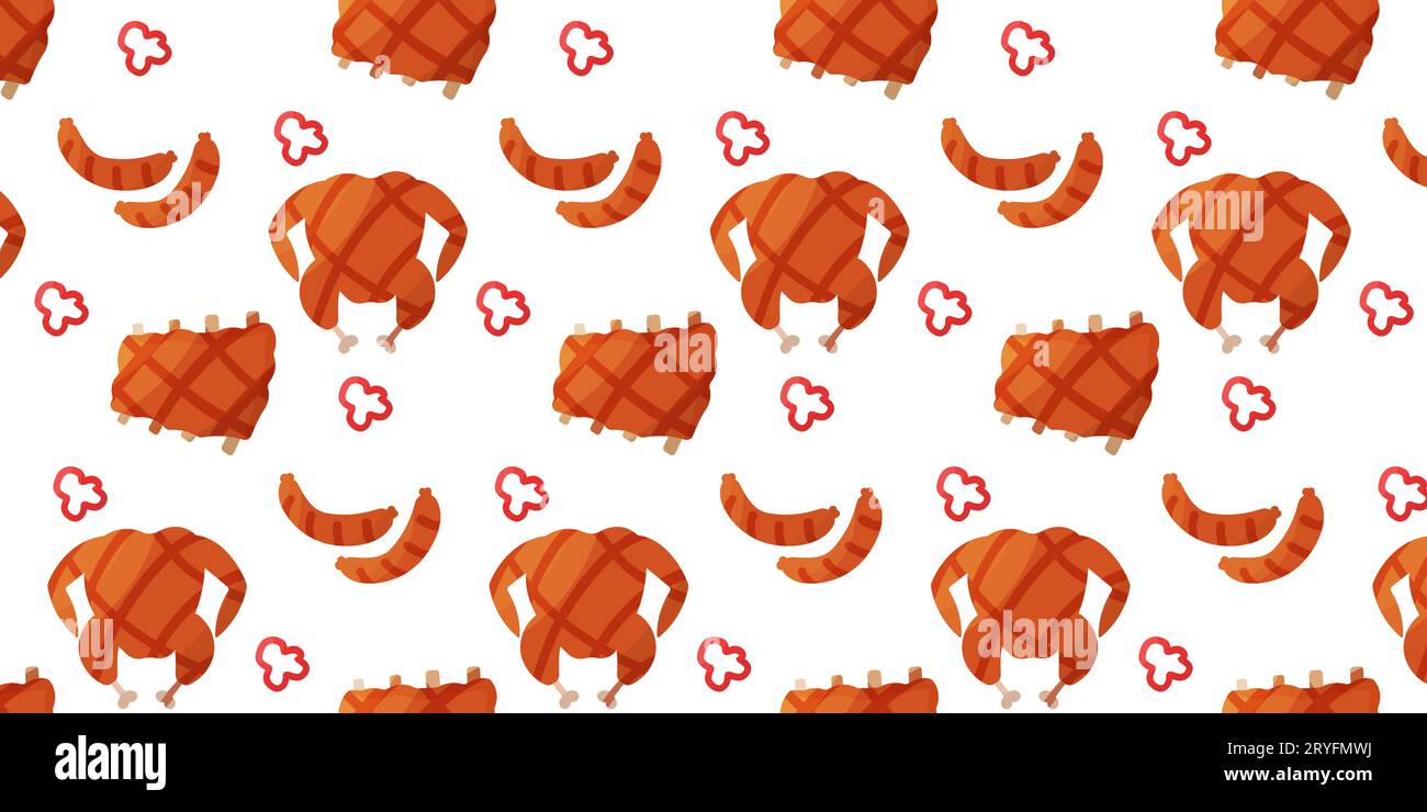meat bbq grill fry kitchen pattern background Stock Vector Image & Art ...
