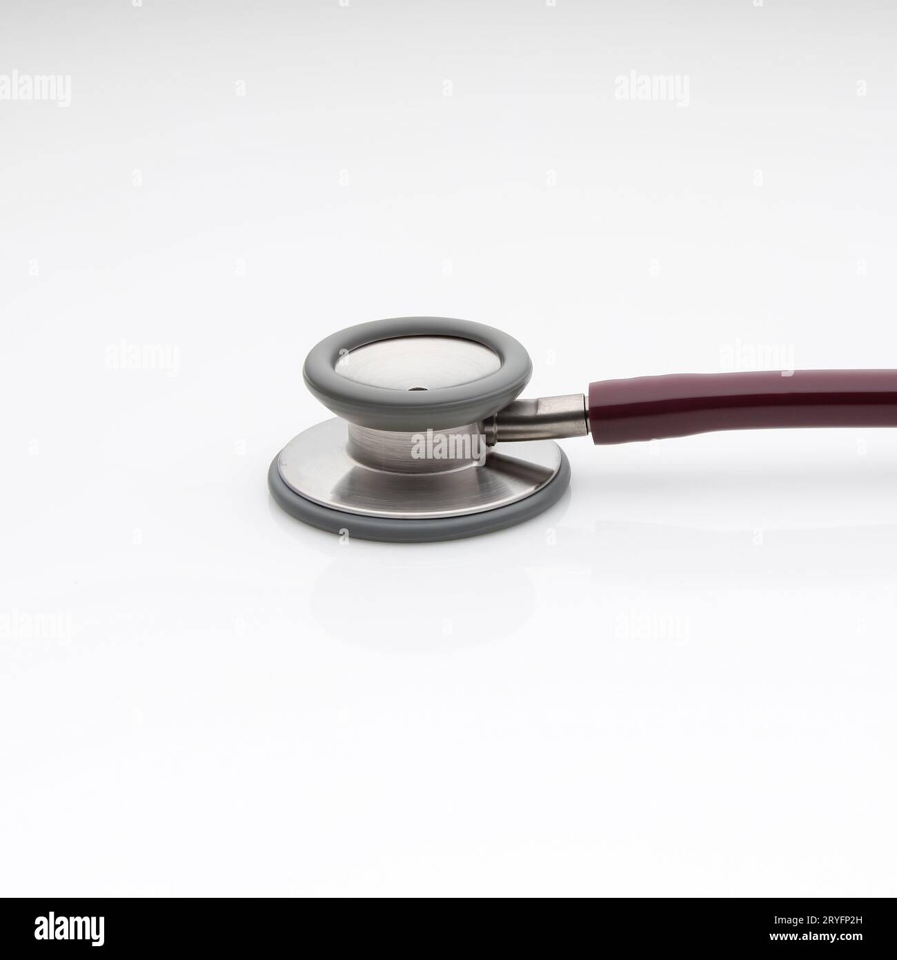 Diaphragm of medical stethoscope isolated on a white background Stock