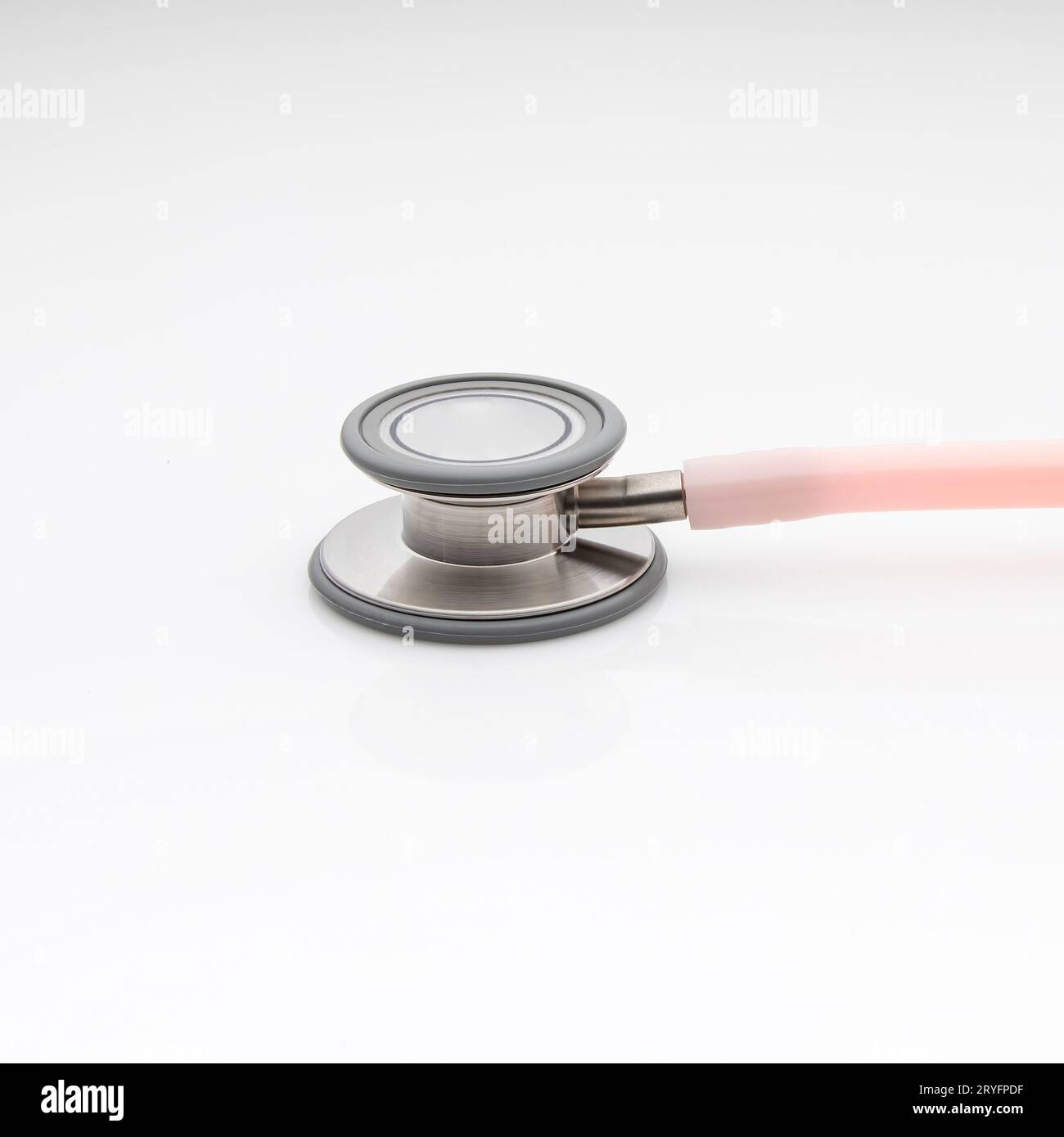 Diaphragm of medical stethoscope isolated on a white background Stock