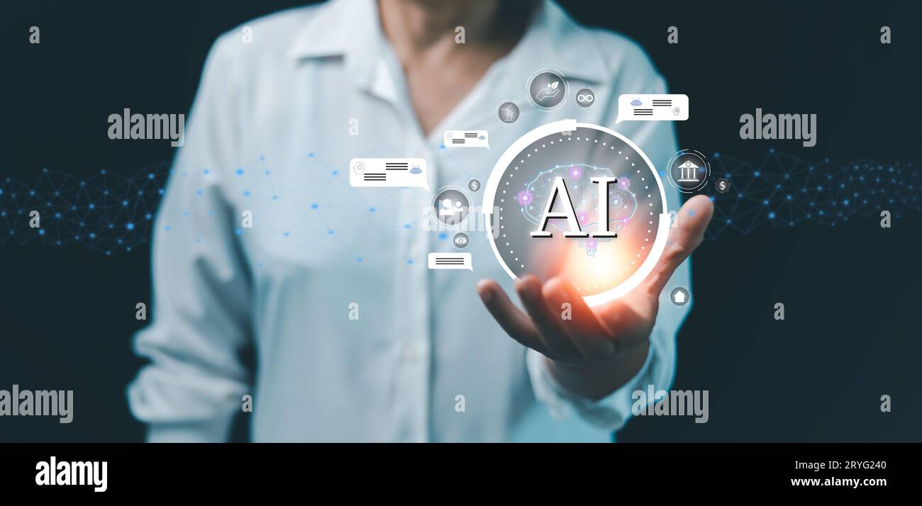 Concept of using artificial intelligence, AI to control the environment, social, governance and
