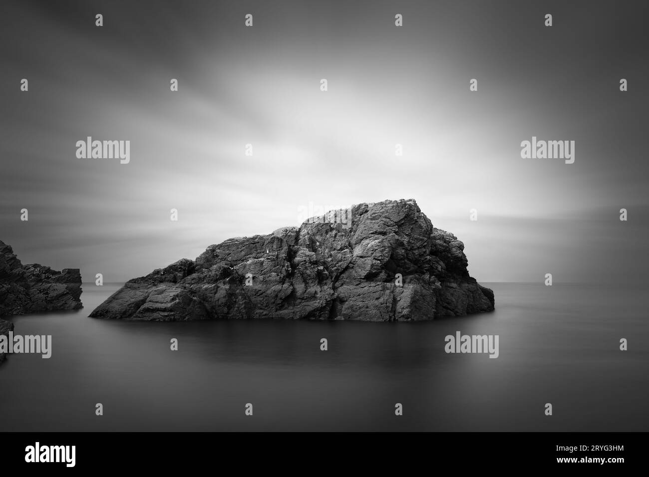 Small rocky island in Howth, Dublin, captured in long exposer, fine art