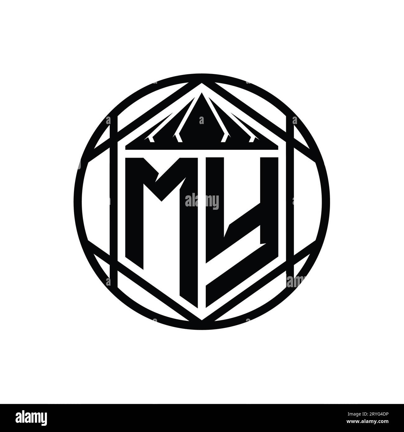 MY Letter Logo monogram hexagon slice crown sharp shield shape isolated ...