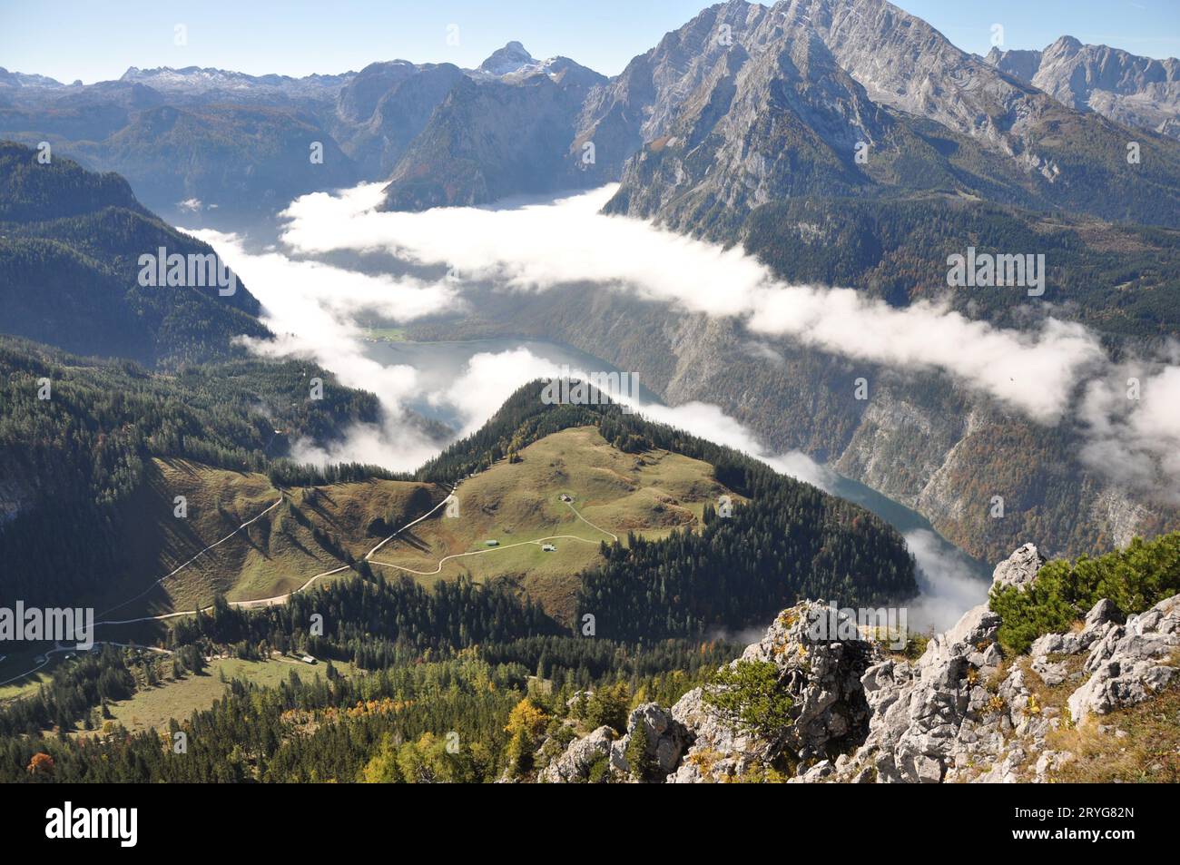 Mountains of Konigssee, Schonau, Berchtesgadener Land, Bavaria, Germany Stock Photo