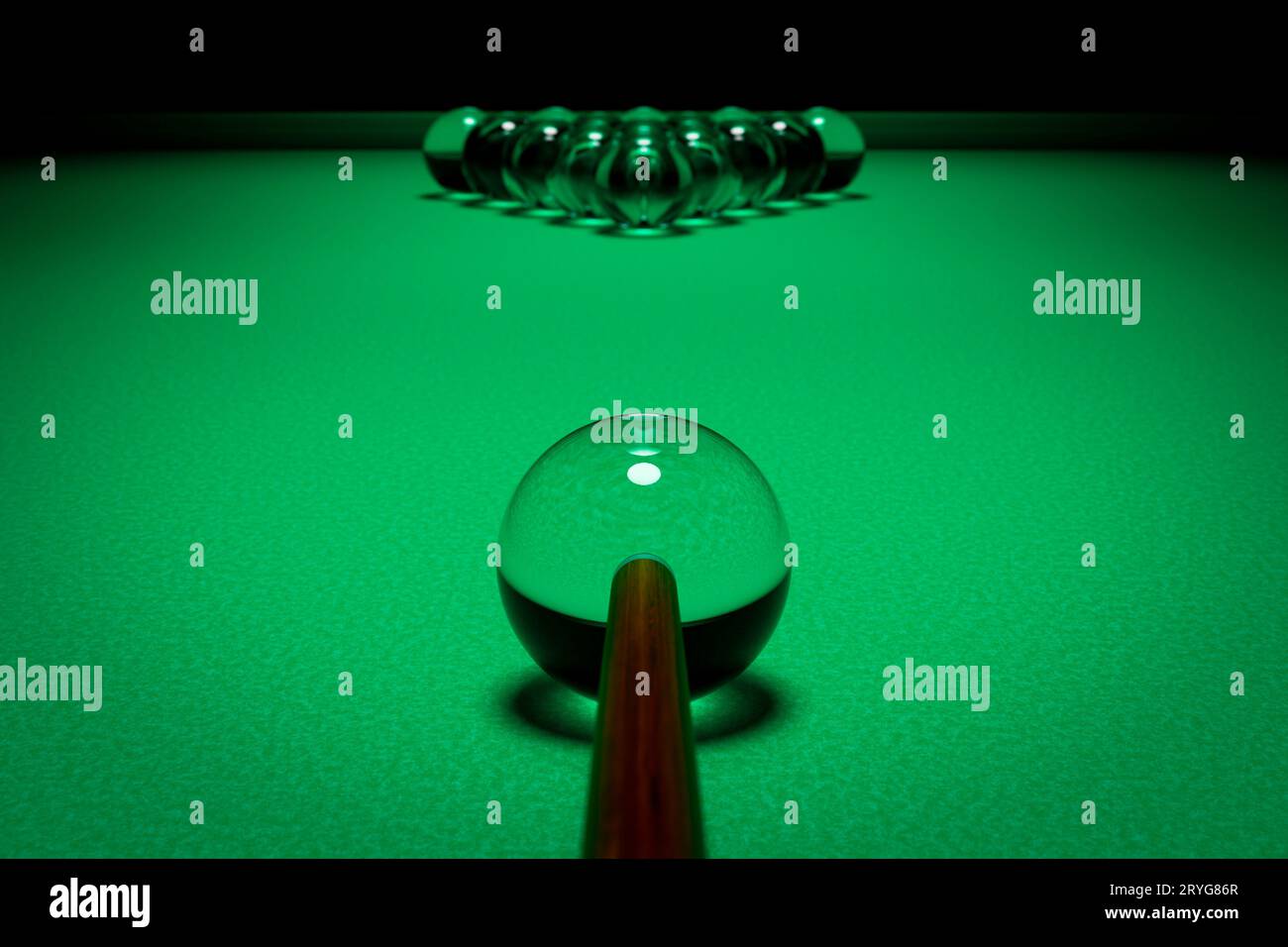 Glass billiard balls at the starting playing position Stock Photo Alamy
