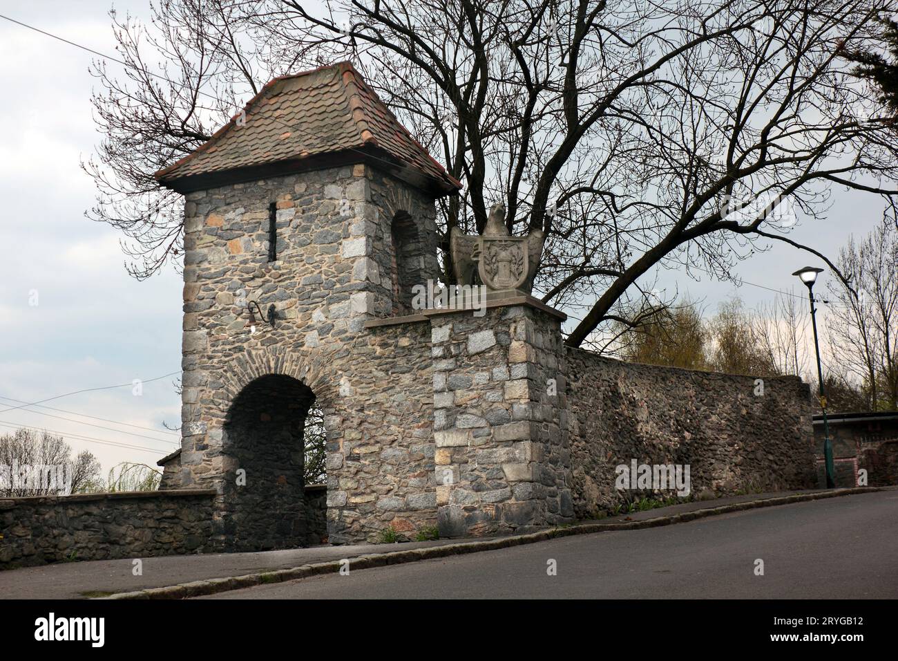 Defence Walls and Tower in Niemcza Poland Stock Photo